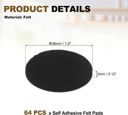 uxcell 32Pcs Non Slip Furniture Pads, 3" Round Self Adhesive Felt Bumpers Noise Reducing Furniture Feet Floor Protector for Chairs Tables Furniture Legs (White 0.2" Thick) - Colors A