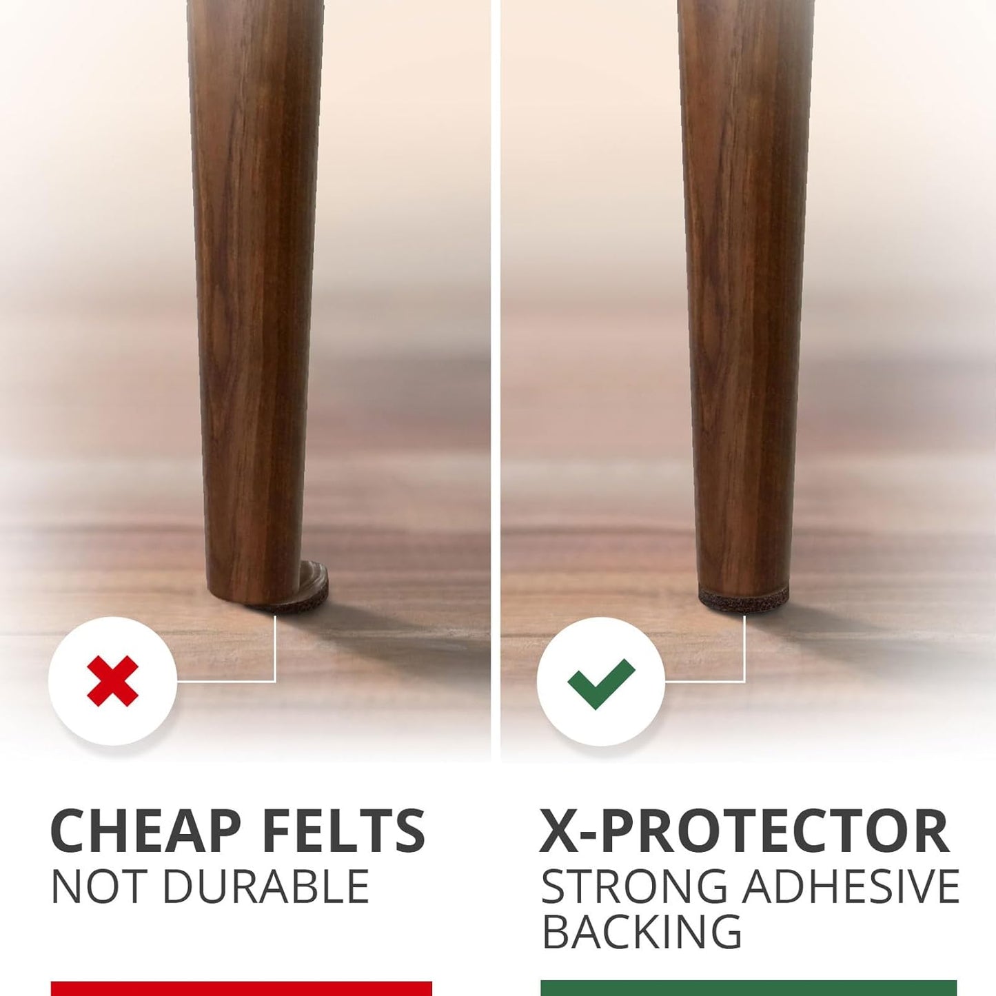 X-Protector Premium Felt Furniture Pads - 20 PCS 6 x 1/2" - Black Rectangular Pads with Tenacious Adhesive - Protects Hardwood, Laminate & Tile Floors