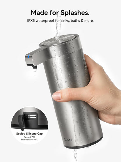 SUNLY Touchless Automatic Soap Dispenser – Clog-Free Pump, 0.2s Fast Sensor, USB-C Rechargeable, Smudge-Resistant Stainless Steel, for Kitchen & Bathroom Soap Dispenser