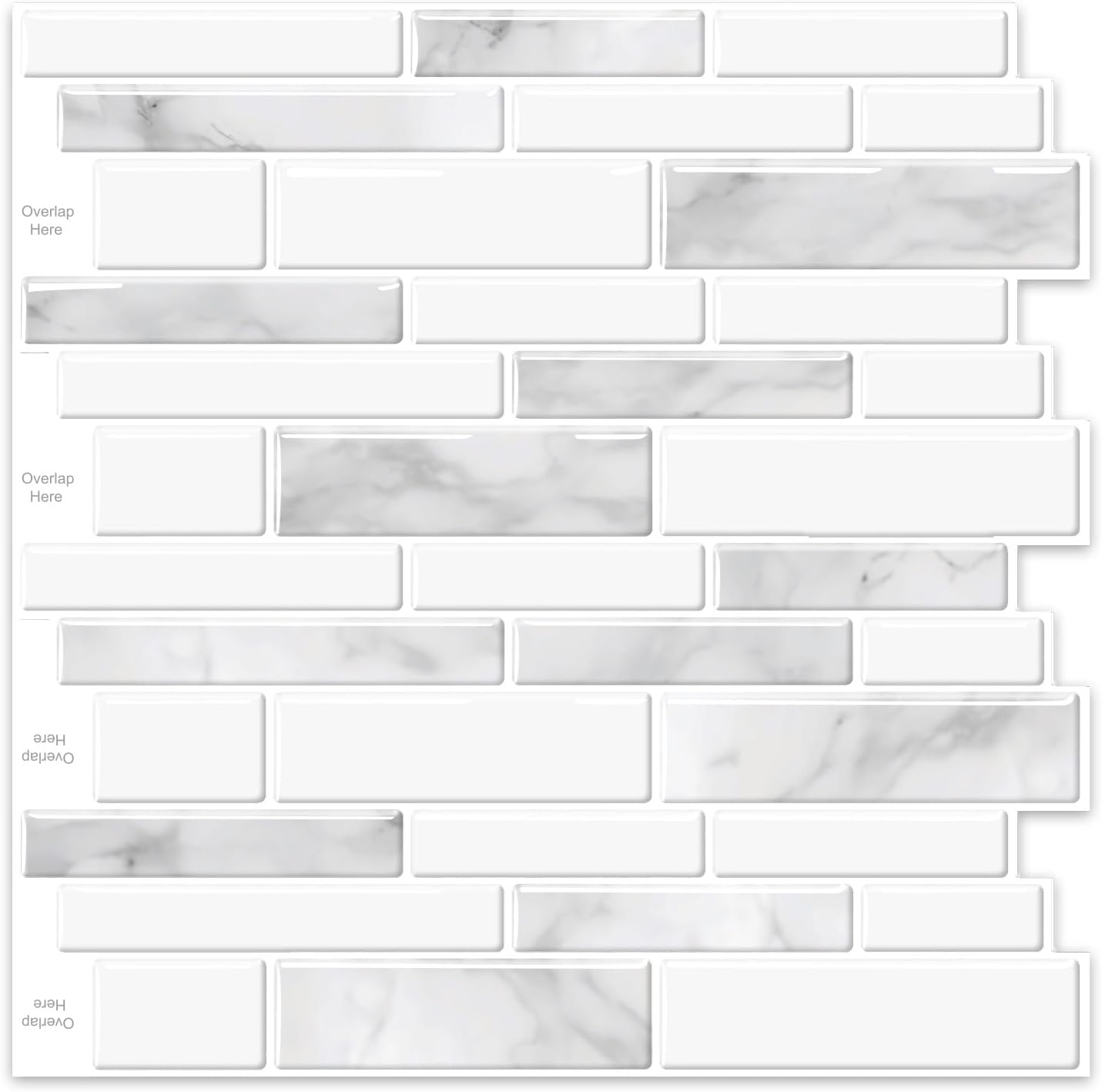 10 Sheets Peel and Stick Backsplash, Peel and Stick Tiles, Marble Look Wall Tiles Backsplash for Kitchen and Bathroom, Livingroom, 12”x12”,Blue&Grey