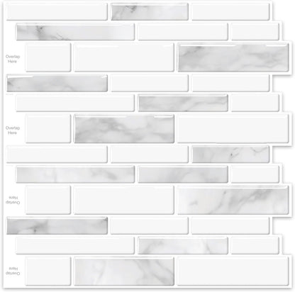 10 Sheets Peel and Stick Backsplash, Peel and Stick Tiles, Marble Look Wall Tiles Backsplash for Kitchen and Bathroom, Livingroom, 12”x12”,Blue&Grey