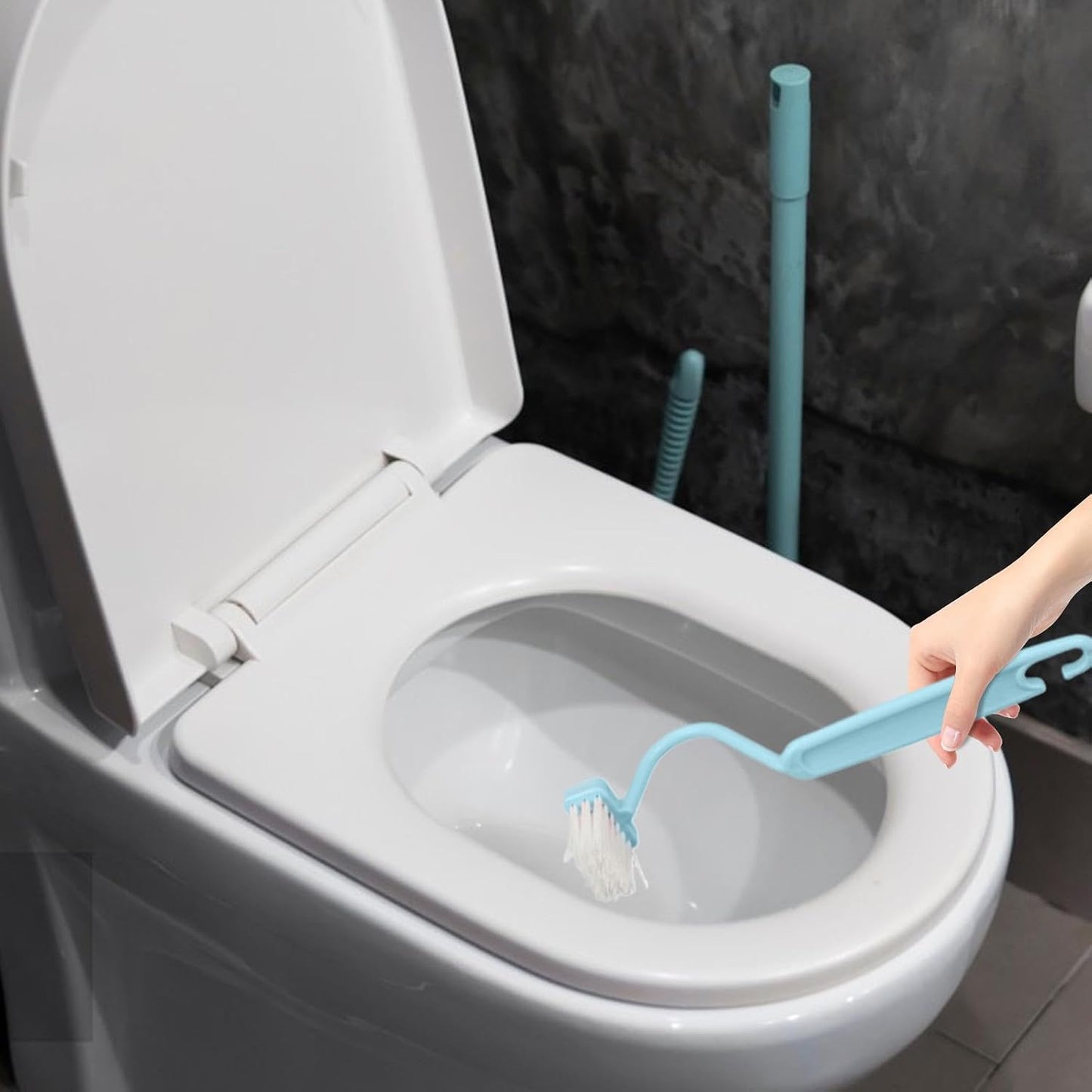 Toilet Rim Brush - Under Rim Toilet Cleaning Brush | Toilet Cleaner Brush | | Soft Bristle Toilet Brush S-Shaped | Angled Toilet Corner Scrubber | Toilet Rim Cleaner for Toilets Kitchens Bathrooms