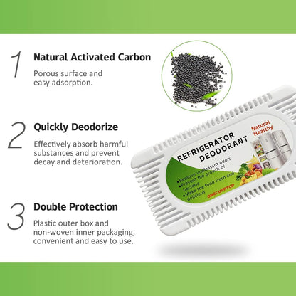 Refrigerator Deodorizer (6 Pack)-Fridge and Freezer Odor Eliminator,Natural Activated Charcoal Refrigerator Fight Odors