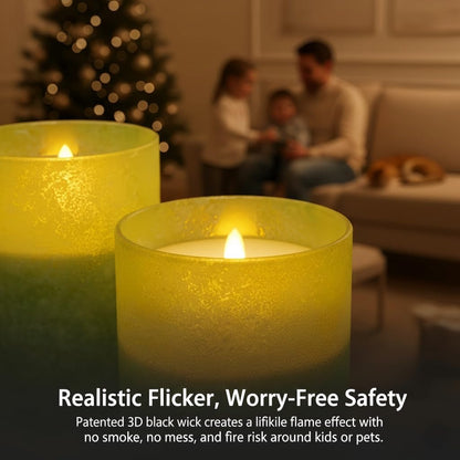 ANGELLOONG Flickering Flameless Candles, Realistic Battery Operated Candles with Remote and Timer, Set of 3 LED Candles for Room Fall Home Wedding Decor Centerpieces Table Party Valentines Decorations