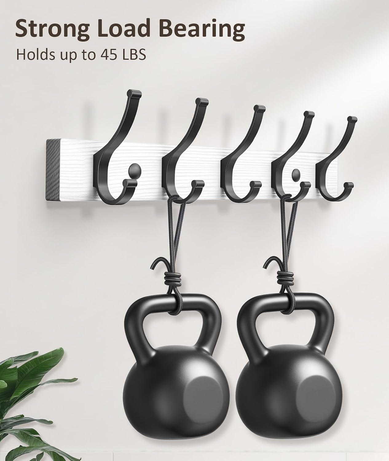 Optish Coat Rack Wall Mount, 16.5 Inches Wood Coat Hooks, Wall Hooks for Hanging, Hat Rack Bag Hanger Key Holder for Wall, Purse Hanger Towel Racks for Bathroom (1Pack, Brown)