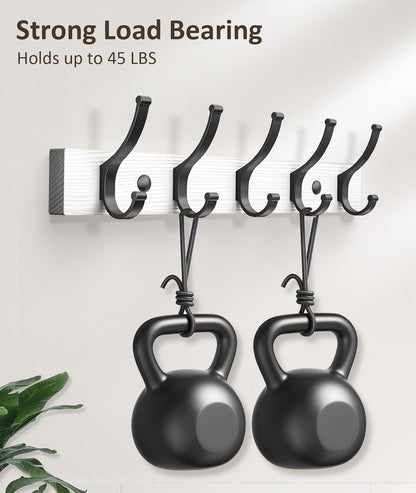 Optish Coat Rack Wall Mount, 16.5 Inches Wood Coat Hooks, Wall Hooks for Hanging, Hat Rack Bag Hanger Key Holder for Wall, Purse Hanger Towel Racks for Bathroom (1Pack, Brown)
