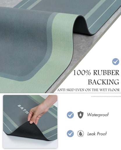 MontVoo-Bath Mat-Bathroom Mat Rug Non Slip Super Absorbent Stain Resistant Quick Dry Thin Bath Rug-Bath Mats for Bathroom Floor Bathtub Vanity-Bathmat Bath Rug Easy Care-17"x27" Grey