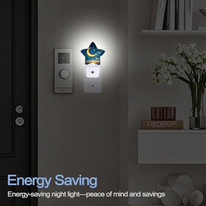 Lavender Butterfly Nightlight,Summer Flowers Star Night Lights Plug into Wall Decorations for Bedroom Bathroom,Dusk to Dawn Sensor Kitchen Hallway Stairs Energy Efficient Desk Lamp