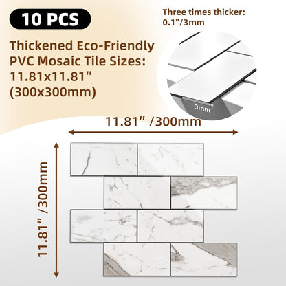 Havenly Peel and Stick Backsplash Tile for Kitchen & Bathroom Walls (White, 10 Tiles - 9.7 sq. ft. (0.9 m²))