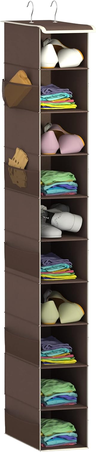 Libeder Hanging Shoe Organizer, 10-Shelf Closet Organizer with 6 Mesh Side Pockets