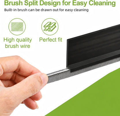 2 PCS Brush Door Sweep, Draft Stoppers for Bottom, Draft Stopper with Brush for Exterior Door, Bottom Seal Strip for Protection Against Bug, Dust, 2" W x 39" L, Black