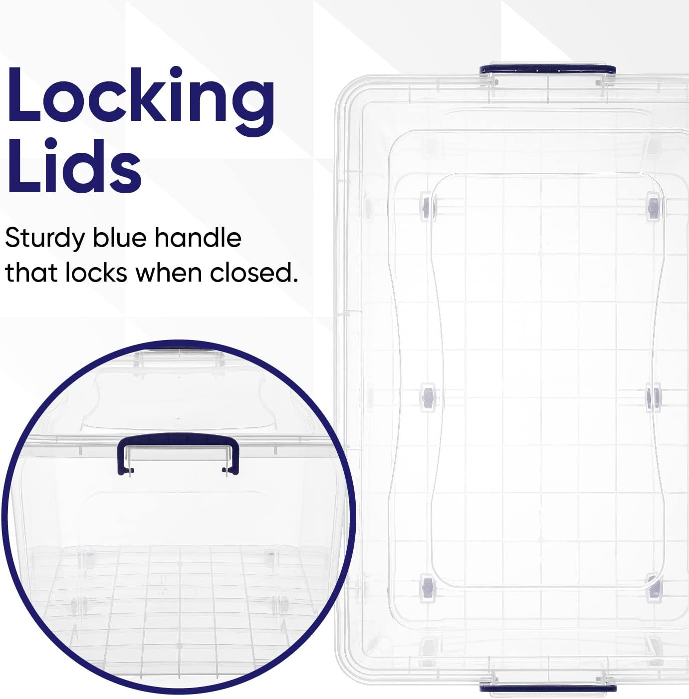 Superio Under Bed Storage Containers with Wheels (2 Pack), Flat Clear Storage Bin Stackable Large Storage Latch Box with Lids Store Cloths, Bedding, Linen, For Under The Bed, Garage, Home