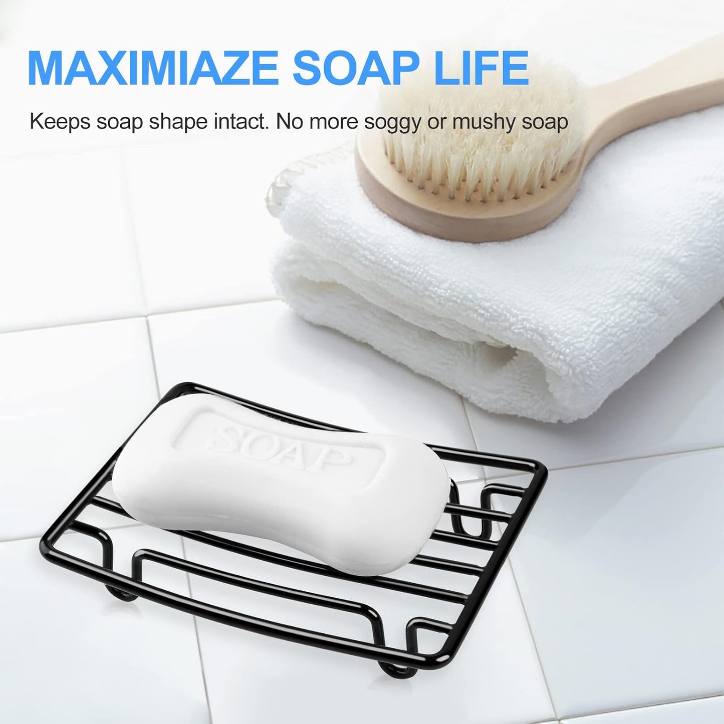 Soap Dish, Stainless Steel Bar Soap Holder for Shower, Self Draining Stand Soap Saver for Bathroom, Kicthen Sink and Countertop, Chrome 1-Pack