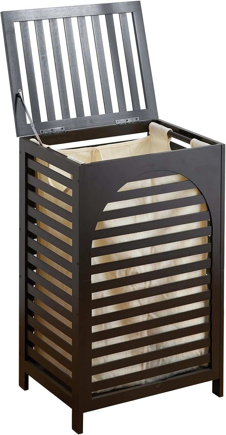 Laundry Hamper with Lid,Bamboo Large Waterproof Clothes Laundry Basket,Removable Washing Bags with Handles,clothes basket (Natural)