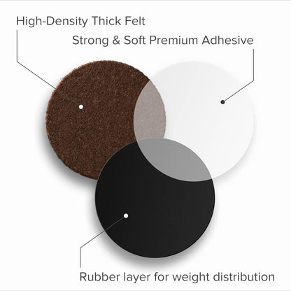 24 Heavy-Duty Felt Furniture Pads 1” 1/4” Thick X-Protector! Square Felt Pads for Furniture Feet - The Best Felt Floor Protectors for Furniture to Prevent Scratches. Protect Your Hard Floor! (Brown)