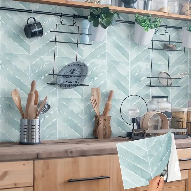 Heikki 20-Piece Kitchen Splash Guard Stickers, Peel-and-Stick Tile Splashbacks for Kitchen Islands, Bathrooms, Laundry Rooms, RVs, and Rental Spaces, 11.43 × 9 inches (Beige)