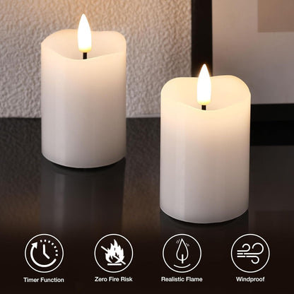 Ivory Flameless Votive Candles with Remote Batteries, Small 2x3 inch LED Wax Pillar Candles Flickering Set of 6