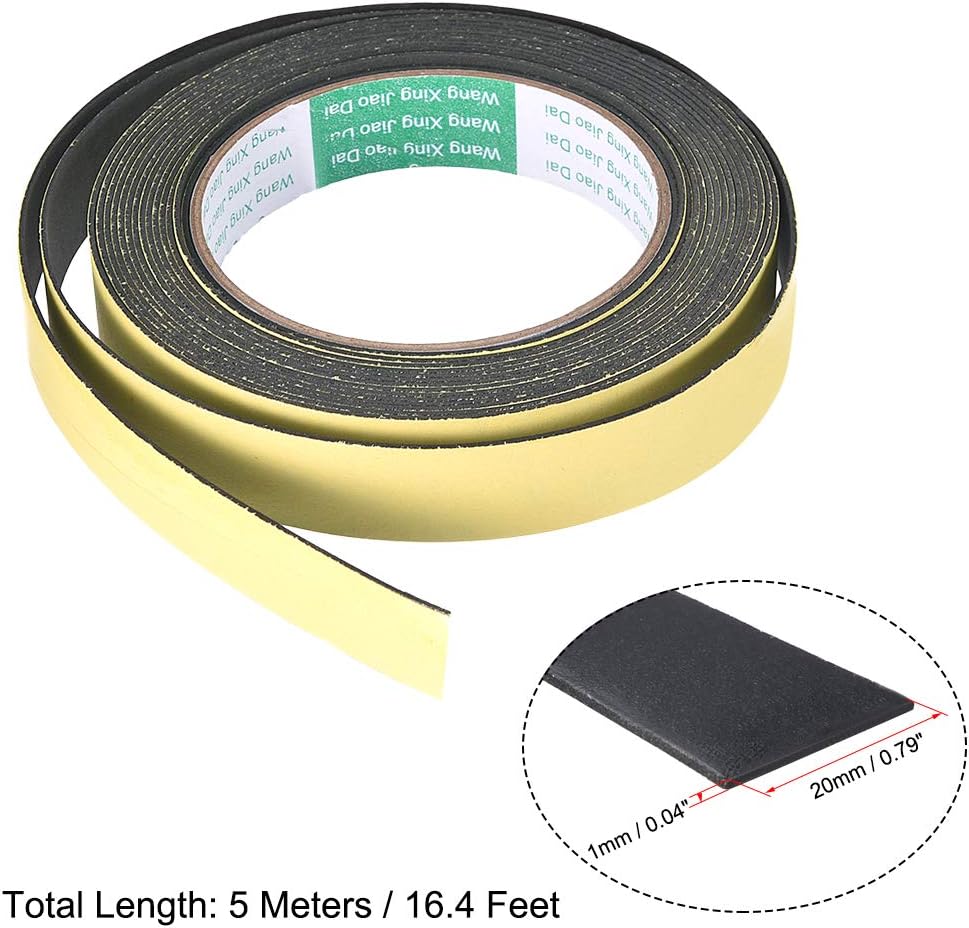uxcell Sealing Foam Tape 5mm Wide 3mm Thick 4m/13ft Long, Self Adhesive Weather Strip for Window Door Insulation, Pack of 2