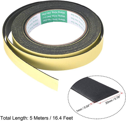uxcell Sealing Foam Tape 5mm Wide 3mm Thick 4m/13ft Long, Self Adhesive Weather Strip for Window Door Insulation, Pack of 2