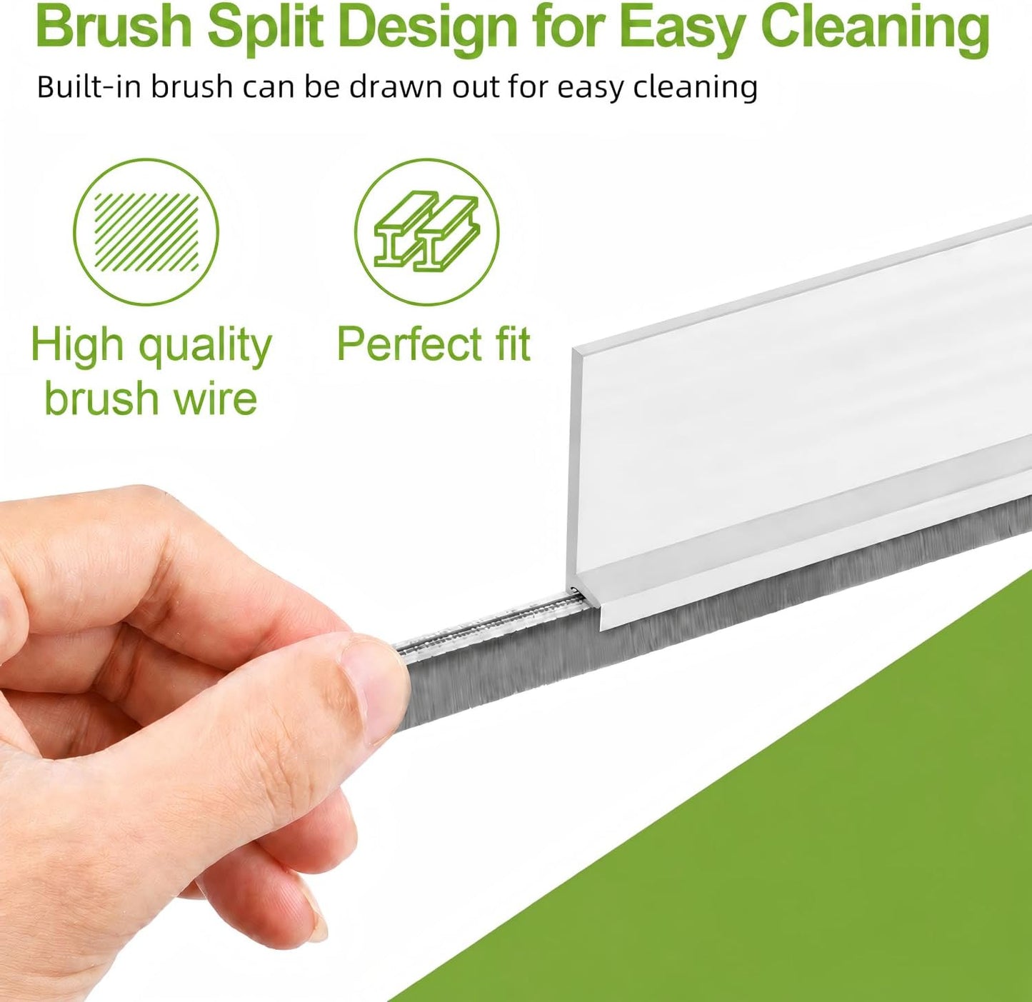 2 PCS Brush Door Sweep, Draft Stoppers for Bottom, Draft Stopper with Brush for Exterior Door, Bottom Seal Strip for Protection Against Bug, Dust, 2" W x 39" L, Black