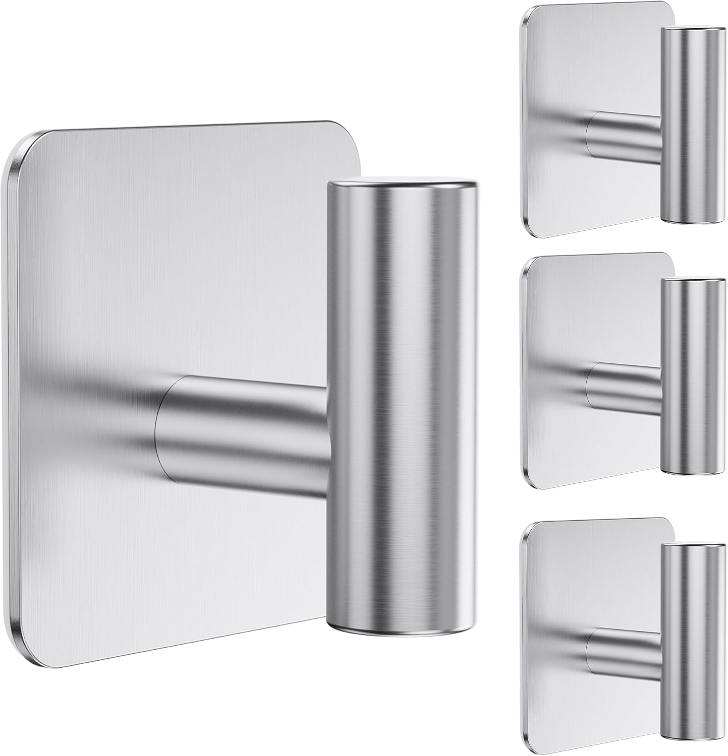 Aikzik 4 Pack Large Heavy Duty Wall Hooks - 26lb Max, Stainless Steel Adhesive Towel Hook, Shower Hooks for Hanging Towel, Coat, Robe, Wall Hook for Use in Bathroom, Kitchen and Door, Matte Black