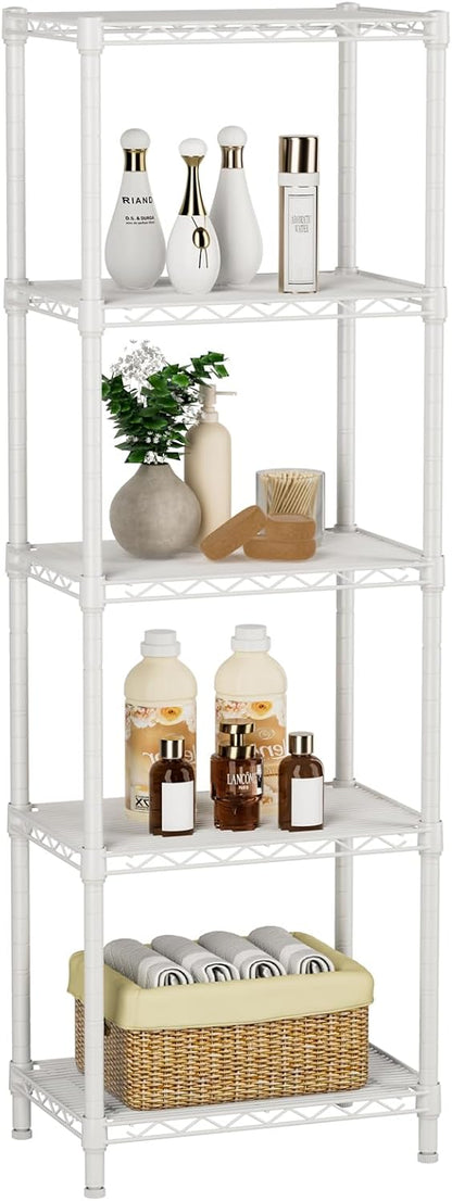 Golpart 4 Tier Adjustable Storage Shelves Metal Utility Shelf Wire Shelving Unit Organizer Rack for Home Kitchen Office Bathroom Pantry Room 12" D x 18" W x 44" H