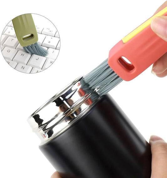 3 Pcs 3 in 1 Cup Lid Cleaning Brush Crevice Cleaning Brush for Bottle Gap 3 in 1 Cleaning Brushes for Tight Spaces Multifunctional Portable Cup Lid Cleaner Home Kitchen Cleaning Tools (Green Blue Red)
