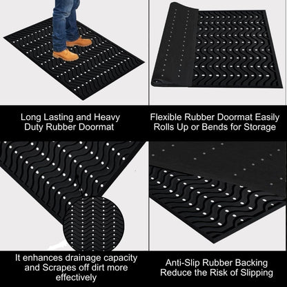 A1HC New Natural Rubber Premium Scrapper Door Mats-Keeps Mud and Dirt Away for Commercial and Residential Use, Office Entrance, Retail, Restaurants, Homes & Any Areas Where is Heavy Traffic 36"x60"
