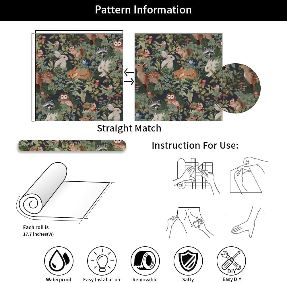 MuralPeel White/Pink/Gold Floral Garden Black Blue Flowers Vintage Peel and Stick Wallpaper Self Adhesive Removable Easy Peel Off Contact Paper Stick on Wall Paper for Bedroom Cabinet Renter Friendly
