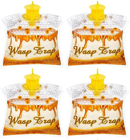 4 Pack Disposable Wasp Traps Outdoor Hanging Carpenter Bee Traps for Outside Yellow Jacket Trap Hornet Trap Wasp Catcher for Bug Flies Patio Garden