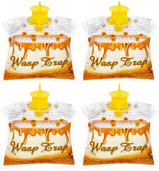 4 Pack Disposable Wasp Traps Outdoor Hanging Carpenter Bee Traps for Outside Yellow Jacket Trap Hornet Trap Wasp Catcher for Bug Flies Patio Garden