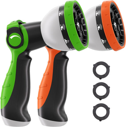 Besiter Garden Hose Nozzle Sprayer: 2 Pack 10 Watering Patterns Spray Nozzles Heavy Duty Metal Hose Head Hose Attachment, Thumb Control On Off Valve