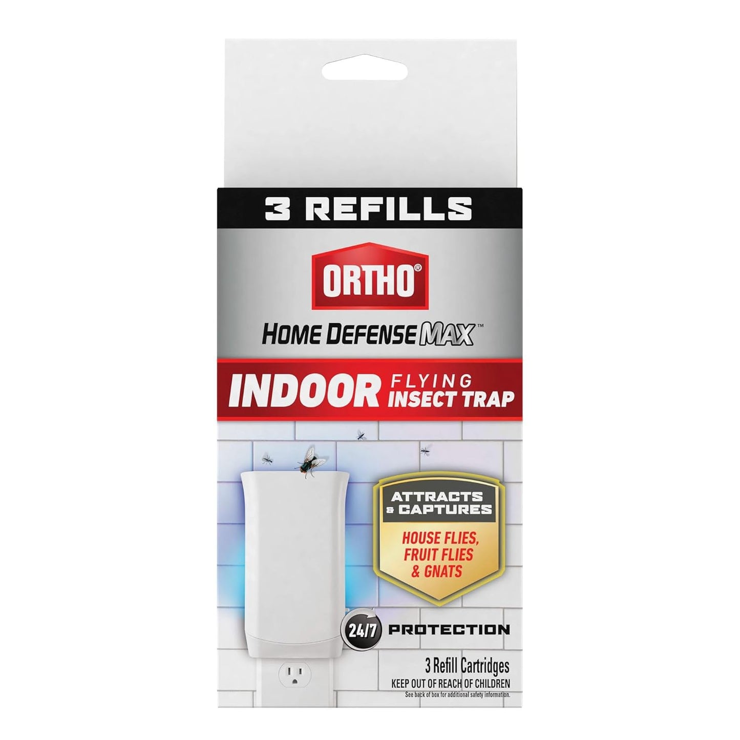 Ortho Home Defense Max Indoor Flying Insect Trap - Light Sticky Trap for House Flies, Fruit Flies, and Gnats, 1 Plug-in and 4 Refills