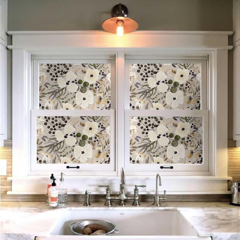 18"x236" Boho Cream/Brown Daisy Flower Peel and Stick Self Adhesive Wallpaper Removable Contact Paper Stick on Easy Peel Off Wall Paper for Kitchen Bedroom Bathroom Renter