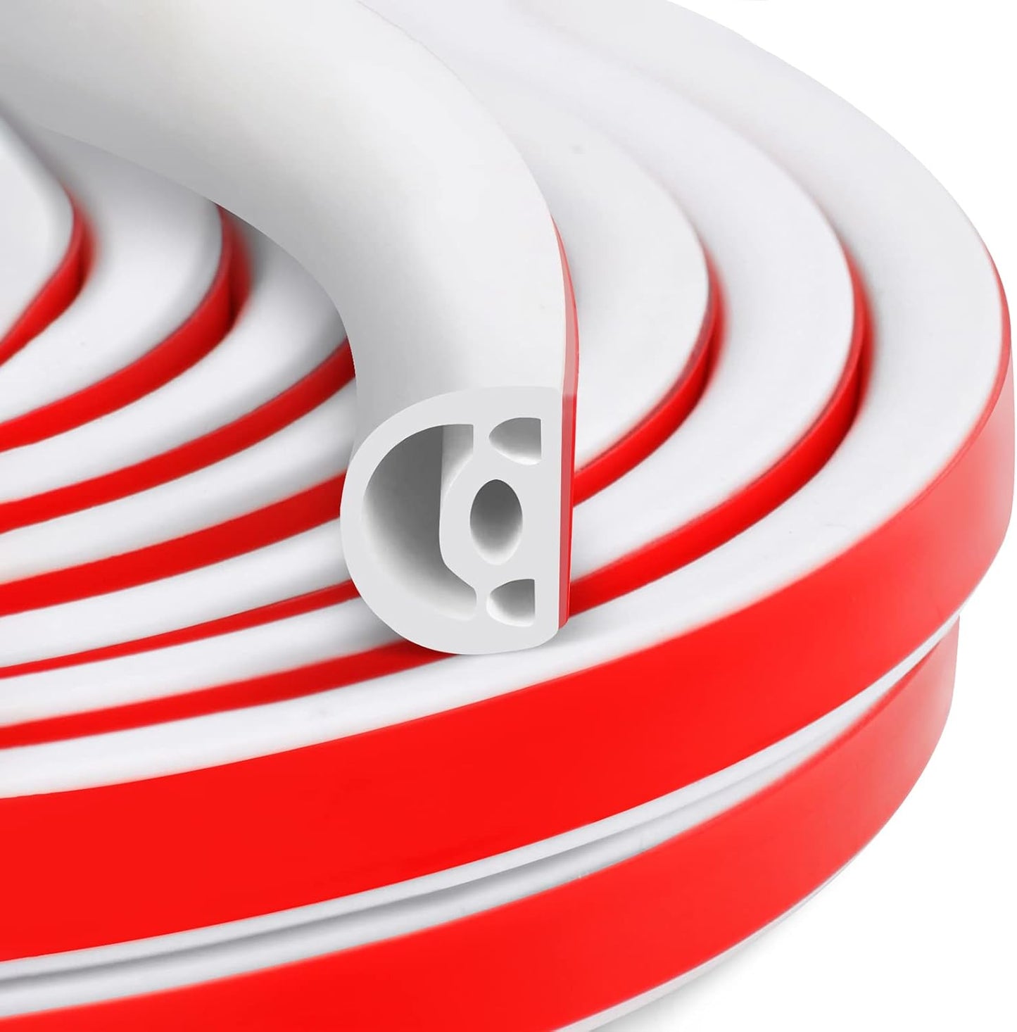 [New Upgrade] 19.7Ft Silicone Door Weather Stripping Door Seal Strip for Doors & Windows, Multi-Layer Soundproof Chamber Design, Self-Adhesive, Seal Large Gaps, Easy to Cut & Install