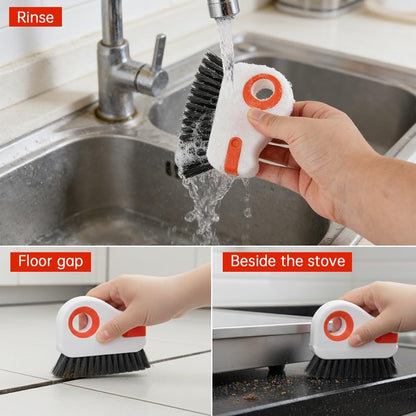 2 in 1 Groove Cleaning Brush, Window Track Cleaning Tools with Hidde n Scraper, Crevice Cleaner Tool for Sliding Door, Window Sill & Seal