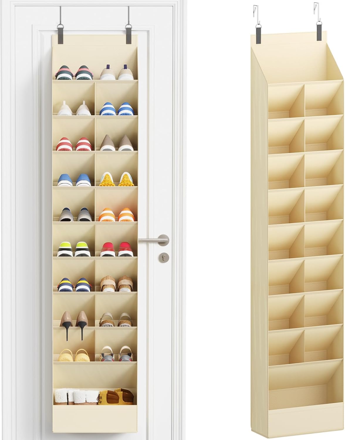 Lifewit 6 Tier Over the Door Shoe Organizer with 11 Large Deep Pockets, Fabric Hanging Shoes Shelf for Closet, Dorm Storage, Fit Up to 12 Pair Shoe Rack Holder for Sneakers, Boots, Gray