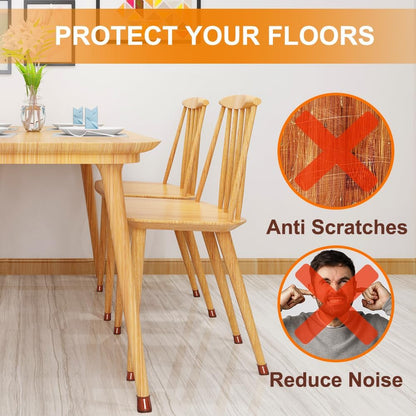 VIUME 24 Pcs Chair Leg Floor Protectors for Hardwood Floors Silicone Covers Felt Pads Furniture Leg Caps Anti-Scratch Reduce Noise Fit (1-5/16" to 2")