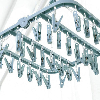 Clip and Drip Hanger Clothes Hanger Drying Rack 32 Clips (Blue)