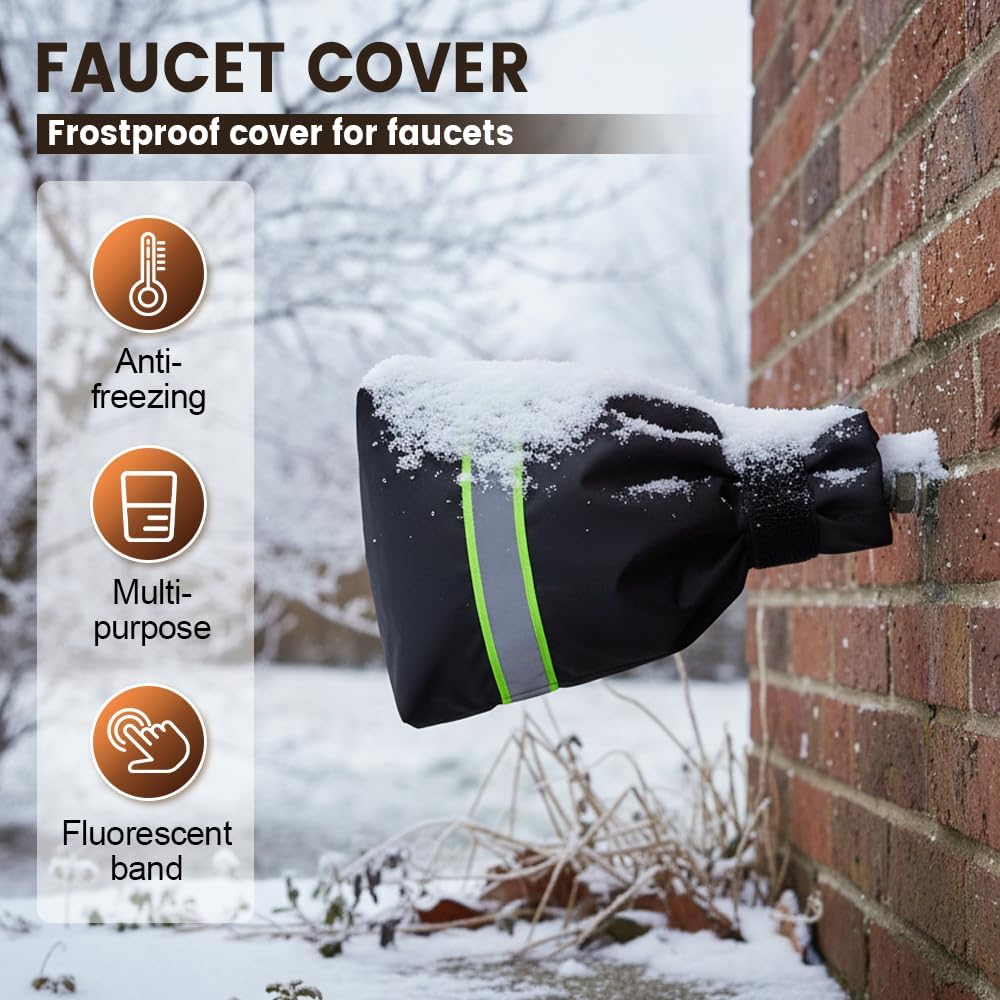 Outdoor Faucet Covers for Winter Freeze Protection, Waterproof Insulated Spigot Cover, Reusable Hose Bib Covers for Outside Faucets, Winter Pipe Insulation Protector for Yard & Garden (Green, 2PC)