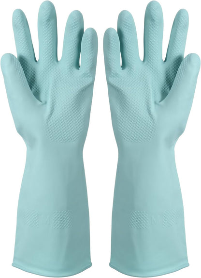 uxcell Rubber Cleaning Gloves, Reusable Household Dishwashing Long Rubber Gloves with Non-slip Grip