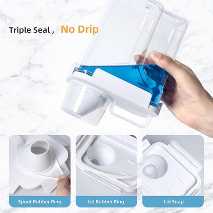 G2 GO2GETHER Laundry Detergent Container,2Pack -68oz Laundry Detergent Dispenser with 5 labels for Laundry Room, Laundry Scent Beads, Powder,Bleach,Soap,Fabric Softener Storage and Organization.
