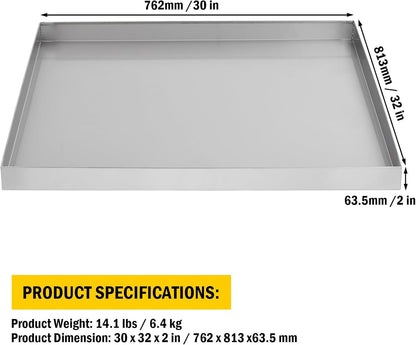 28" X 30" Washing Machine Drain Pan, Compact Washer Drip Tray, 304 Stainless Steel Heavy Duty Drip Tray with 4 Anti-Vibration Feet for Washer Dryer and Small Appliances