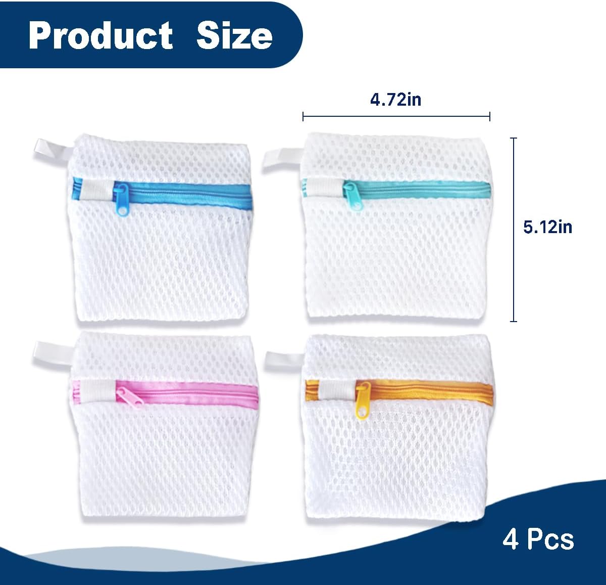 4 Pack Laundry Pod Bags with Zipper, Reusable Mesh Wash Bags for Anti-Sticking & Stain Prevention, Secure Holder for Detergent Pods & Scent Beads, Washer Safe Delicates Laundry Aid