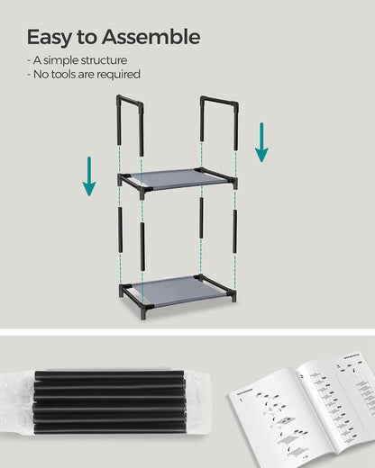 SONGMICS Shoe Rack, 10-Tier Shoe Shelf, Shoe Storage Organizer, 11 x 17.7 x 68 Inches, Metal Frame, Non-Woven Fabric Shelves, for Entryway, Bedroom, Black ULSH010B02