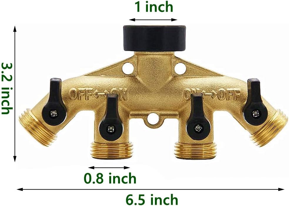 Biswing 2 Pack Garden Hose Splitter 2 Way, Heavy Duty Brass Connector Tap Splitter, Y Splitter 2 Valves with 4 Extra Rubber Washers