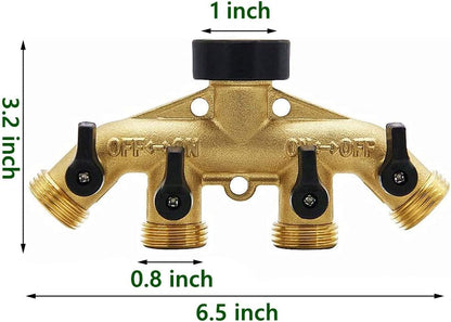Biswing 2 Pack Garden Hose Splitter 2 Way, Heavy Duty Brass Connector Tap Splitter, Y Splitter 2 Valves with 4 Extra Rubber Washers