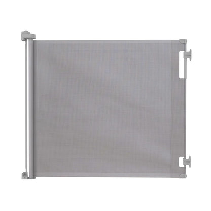 Retractable Baby Gate Perma Child Safety 33" Tall x 55” Wide, Mesh, for Stairs, Doorways, Dogs, Pets, Indoor, Outdoor, One-Handed Operation, Locking, Easy Install, Hardware Mount, White