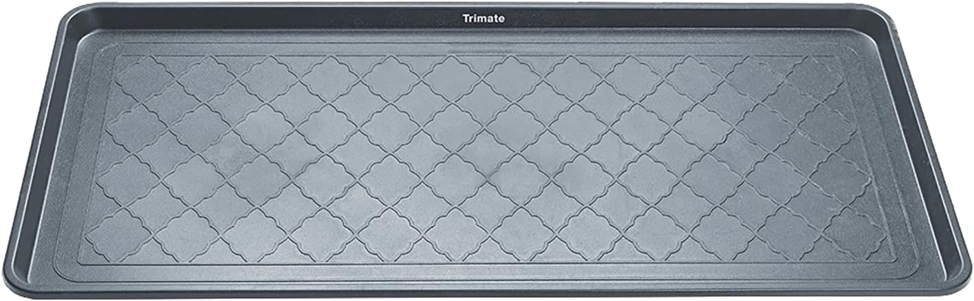 Extra Large All-Weather Boot Tray 40x20 in, Waterproof Shoe Mat with 1.25 in Raised Edge, Recycled Polypropylene Floor Protector for Entryway and Mudroom, Black