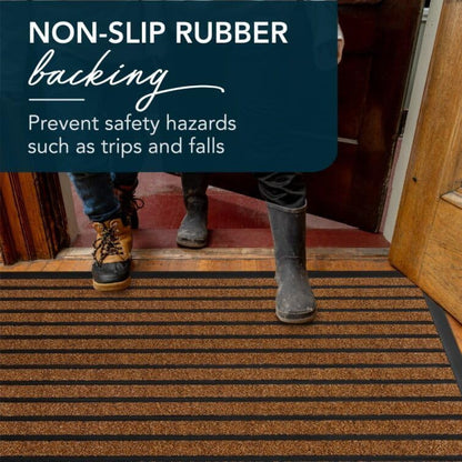 ubdyo Extra Durable Door Mat - Dirt Trapping Outdoor Welcome Mats - Non-Slip Outdoor Indoor Entrance - Low Profile Front Doormat (30" x 17", Bright Brown)